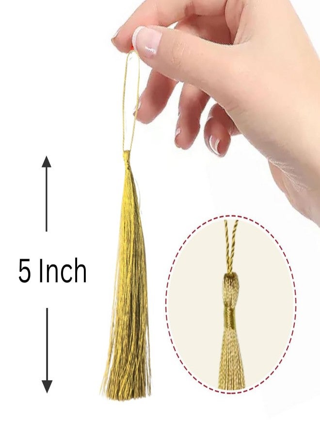 Srajan Handmade Long Zari Tassels for DIY Wall Crafts, Home Dcor, Keychains, Outfits, and Bookmarks - Pack of 20, Decorative Tassels in Golden Colors, Durable & Handmade - Image 3